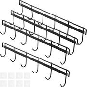 Kit di appendiabiti multifunzionale per muro - Nero - 4 pezzi - Ideale per cucina, bagno e camera da letto