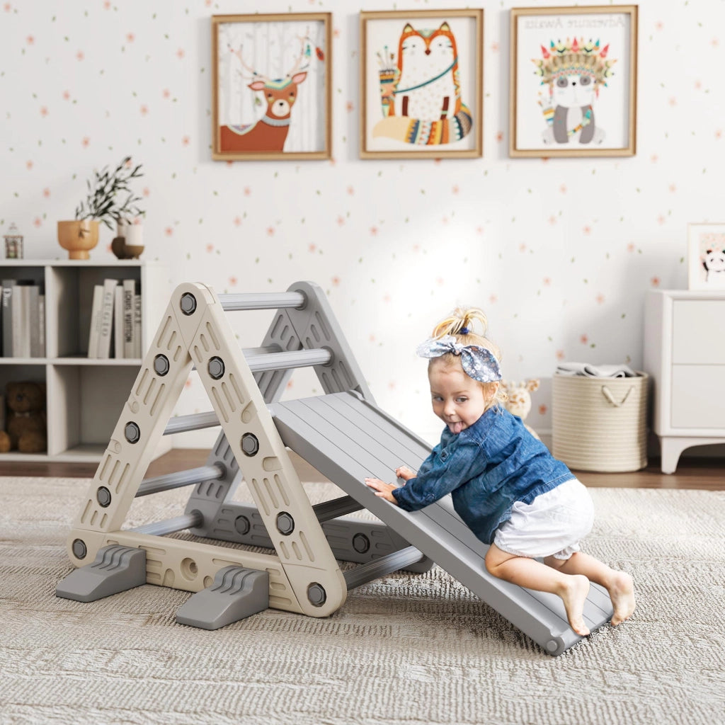 Scaletta a Triangolo con Scivolo per Bambini 18-48 Mesi ¨C zephmum ¨C 130x80x69 Grigio e Bianco