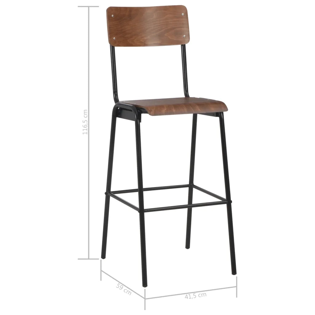 Sgabelli da Bar 2 pz Marroni in Compensato Solido e Acciaio cod mxl 64326