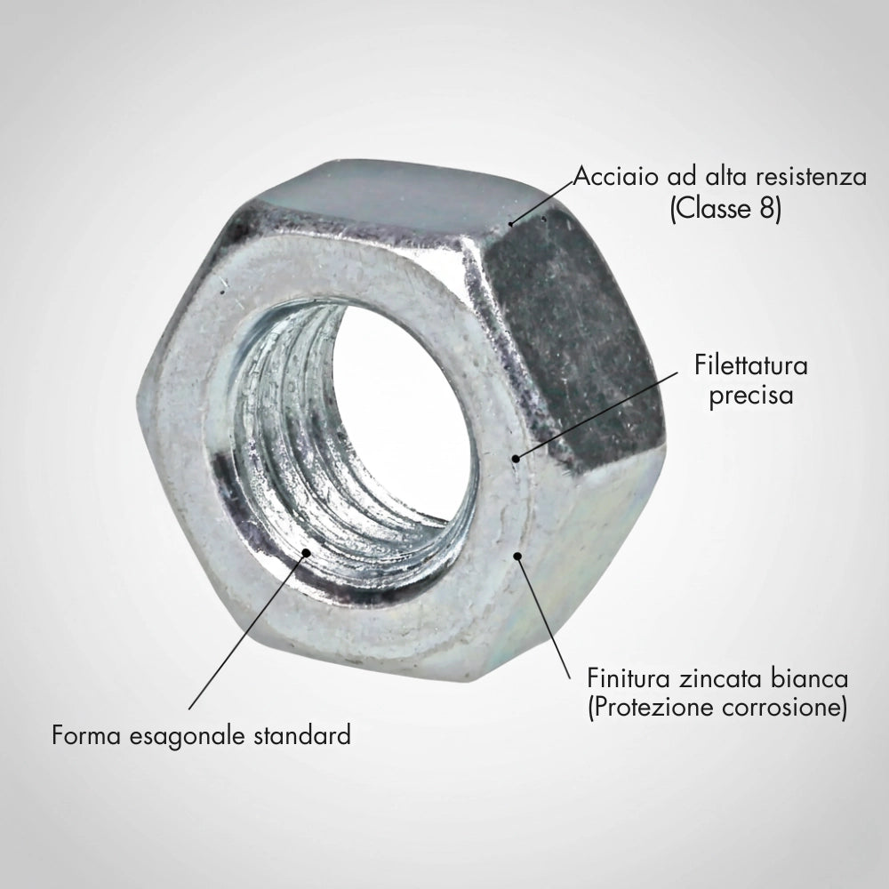 Dado esagonale m10 x 1,5 mm zn5588 confezione 20 pezzi