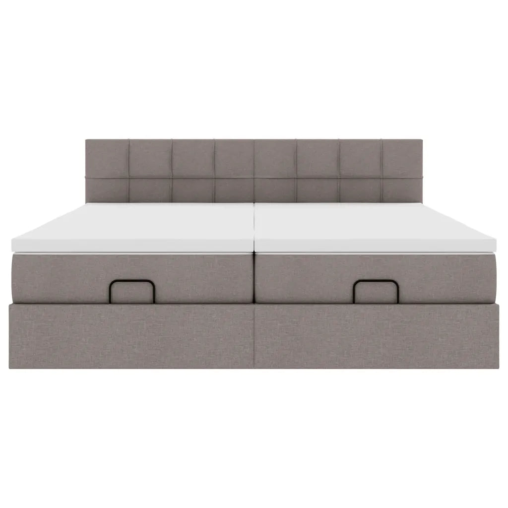 Struttura Letto Pouf con Materassi Tortora 180x200cm in Tessuto 3312847