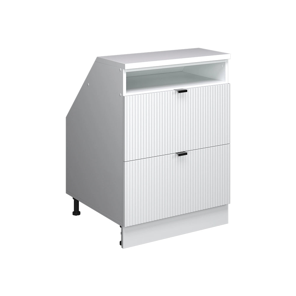 Mobile sottotetto Rion Ondulazione bianca/Bianco 60 x 83.8 cm con 2 cassetti, carcassa 60 cm profondità Vicco