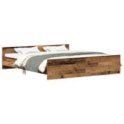 Letto matrimoniale | Letto per adulti | Giroletto senza Materasso Legno Antico 180x200 cm in Truciolato