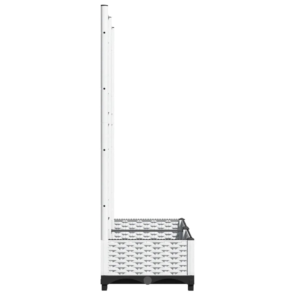 Fioriera | Cassetta per fiori | Vaso da Giardino con Graticcio Bianco 80x40x121,5 cm PP