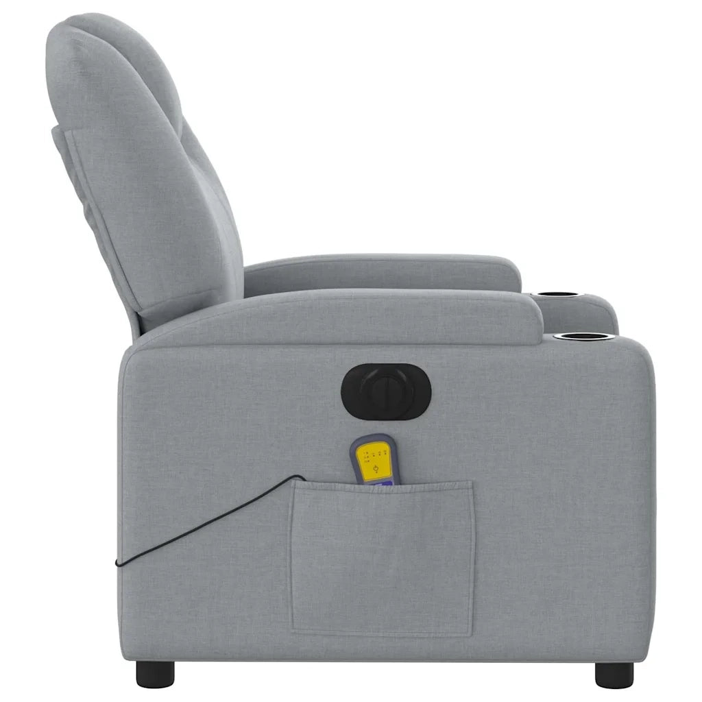 Poltrona Reclinabile Massaggio Elettrica Grigio Chiaro Tessuto 3204356
