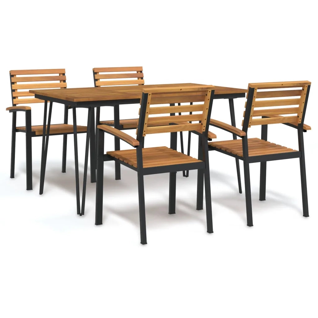 Set Pranzo da Giardino 5 pz Legno Massello di Acacia e Metallo