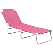 Lettino Prendisole Pieghevole in Acciaio e Tessuto Rosa cod mxl 23800