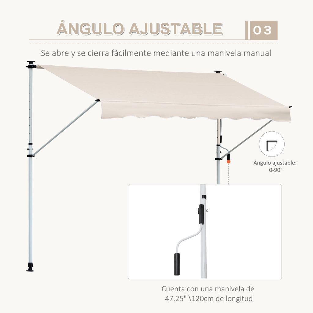 Toldo Manuale Retrattile Esterno ¨C zephmum ¨C Beige 4x1.2 m