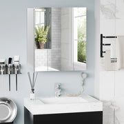 Armadio da Bagno con Specchio e Ripiani Regolabili ¨C zephmum ¨C MDF Bianco 70x15x60 cm