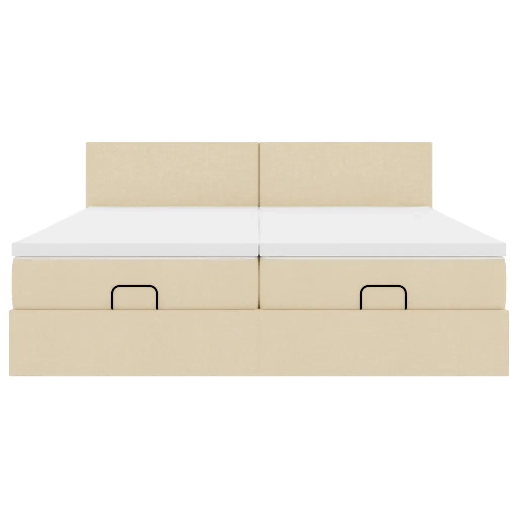 vidaXL Struttura Letto Pouf con Materassi Crema 200x200 cm in Tessuto