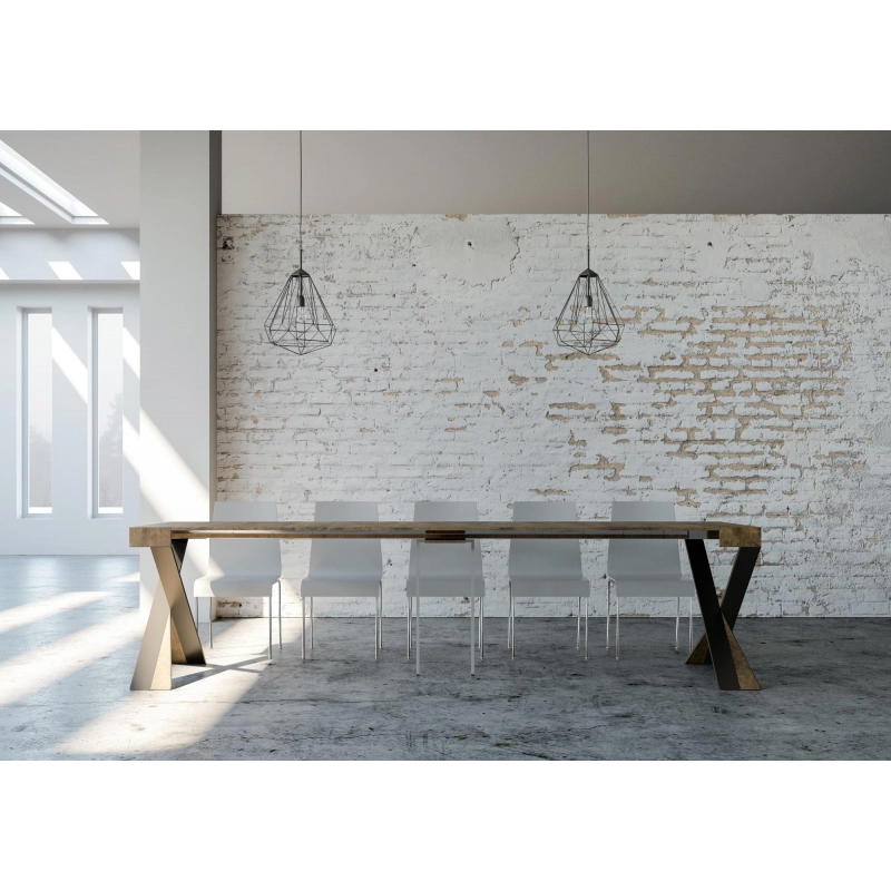 Consolle allungabile 90x40/300 cm Diago telaio Antracite - Noce