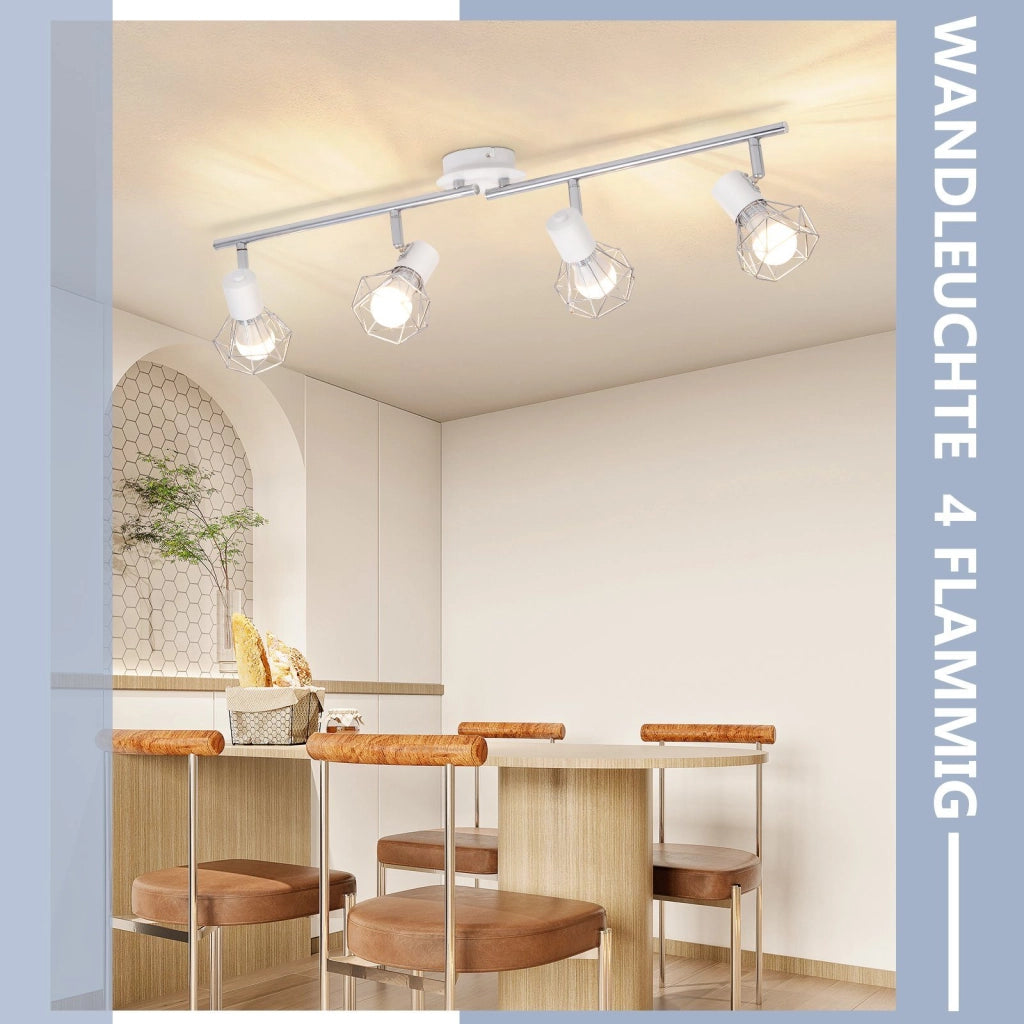 ZMH Faretto da soffitto bianco retrò industriale metallo orientabili 350° attacco E14 soggiorno cameretta