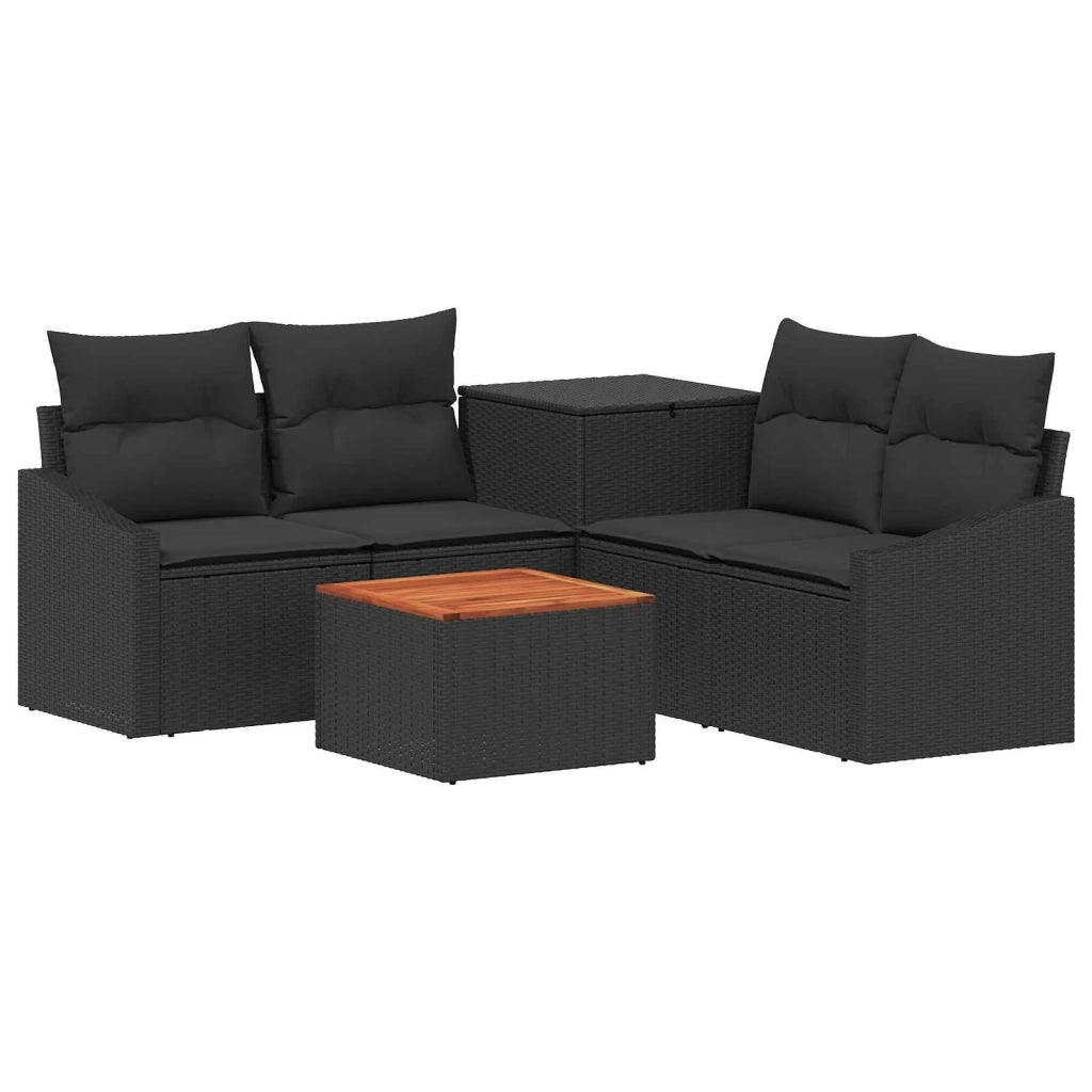 Set di divani 6 pz Nero Rattan sintetico e Acciaio 3447289
