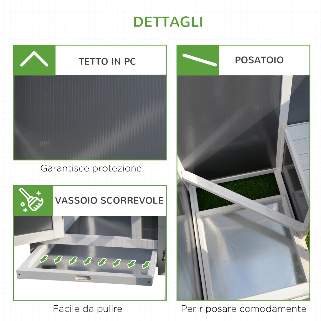 Pollaio per Galline ¨C zephmum ¨C Grigio e Bianco, Legno, 160x75x80 cm