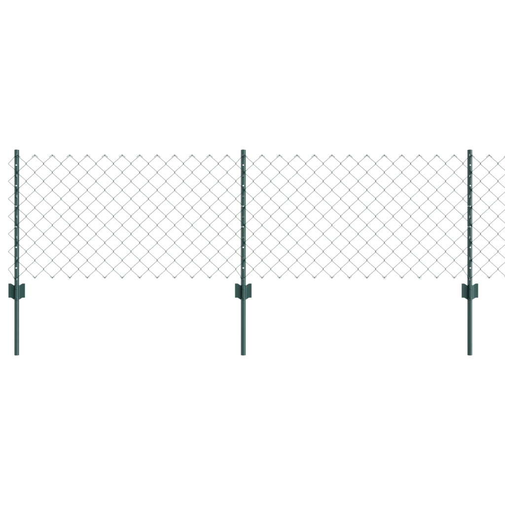 Recinzione a Maglie con 22 Pali U Verde 0.6x25 m Acciaio