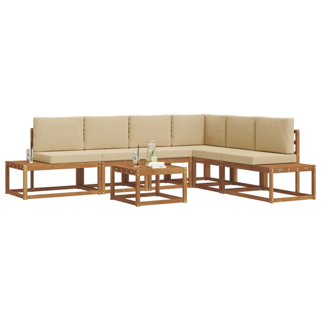 Set di divani da esterno con cuscino 7 Pezzo Naturale e Beige 3366966