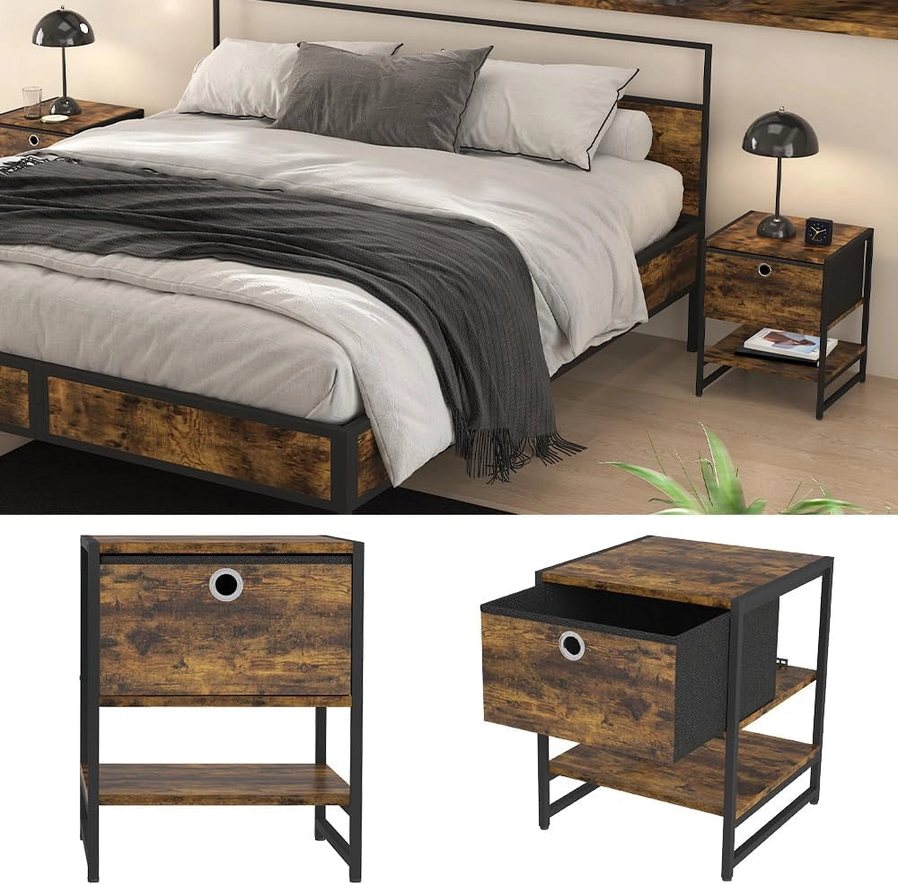 Comodino Fyrk, Rovere rustico, 40 x 50 cm Set di 2