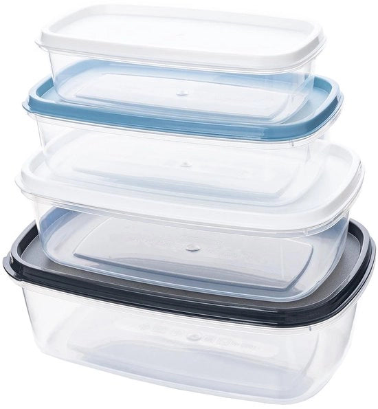 Contenitori alimentari 4pz, 250 ml, 400 ml, 700 ml, 1000 ml, contenitori alimentari, conico in plastica per alimenti, contenitore BPA-free, adatto al microonde
