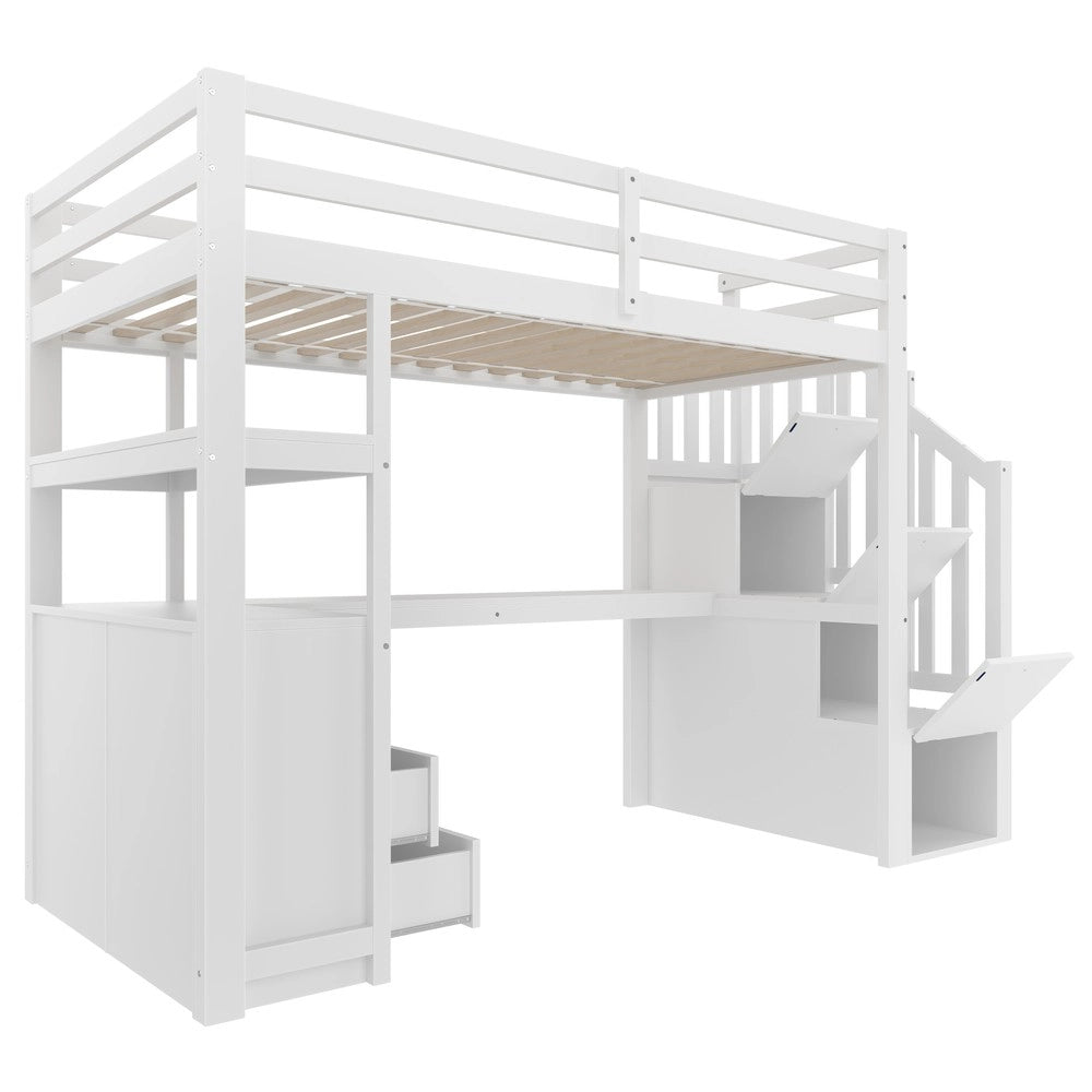 Letto a Soppalco con Scrivania e Cassetti ¨C Xylo ¨C Bianco 90x200