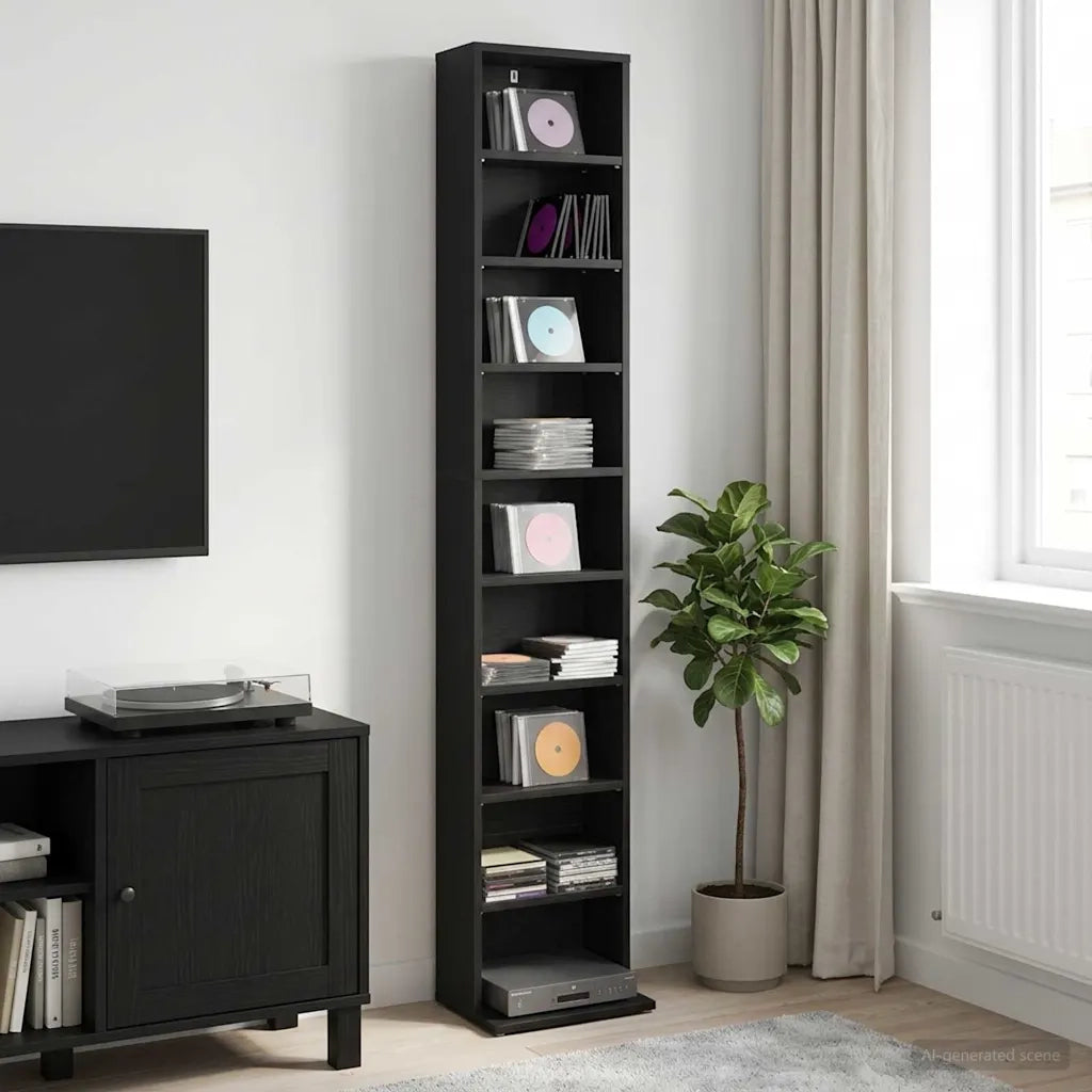 Mobile per CD Rovere Nero 33 x 23,5 x 175 cm 8012644