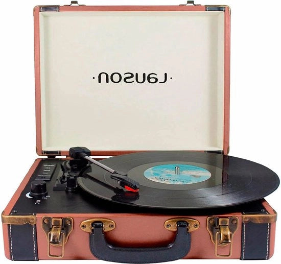 Registrazione su Vinile Portatile con Bluetooth CL605 - Riproduzione su 33/45/78 RPM - Uscita RCA - Ingresso USB e SD - Altoparlante - Pelle Marrone