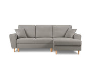 Cosmopolitan Design - Divano convertibile angolare destro con contenitore "Kyoto" 4 posti in bouclé grigio 