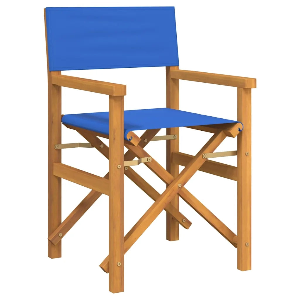 Sedia da Regista Pieghevole Blu in Legno Massello di Teak