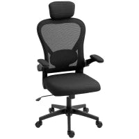 Sedia da Ufficio Ergonomica in Tessuto con Braccioli, Nero