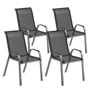 Set 4 Sedie da Giardino Impilabili ¨C Xylo ¨C Acciaio Nero Tessuto Rete Traspirante 54x71x93 cm