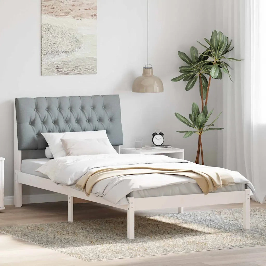 Letto con Testiera Rivestita con testiera Bianco 100 x 200 cm 878843