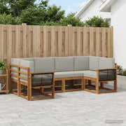 Set di divani da esterno 6 pz Naturale e Grigio Chiaro 3385492