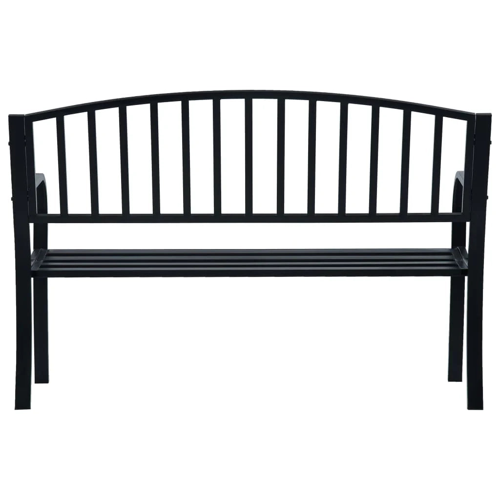 Panca da giardino mobili da esterno terrazza 125 cm acciaio nero 02_0011234