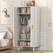 Armadio da giardino con doppie ante e vani interni separati con maniglie cartoon in MDF bianco 70 × 55 × 170 cm