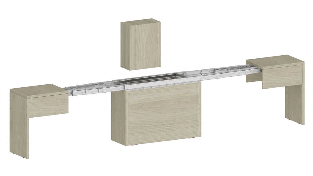 Set 2 Panche Allungabili 66/290x25x45 cm Pratika Singola A e B Olmo Perlato