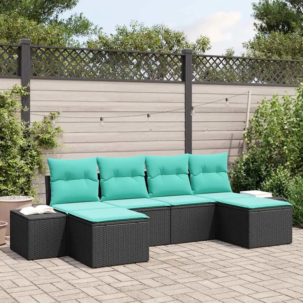 Set Divano da Giardino 6 pz Nero polyrattan 3347176