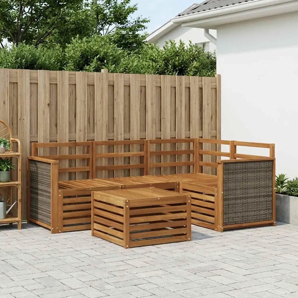Set di divani da esterno 5 pcs Naturale 59 x 59 x 37 cm