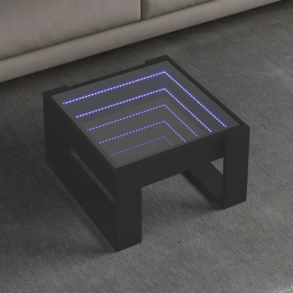 Tavolino da salotto | Tavolino da caff¨¨ | Tavolino da Soggiorno con LED Infinity Nero 50x53x30 cm