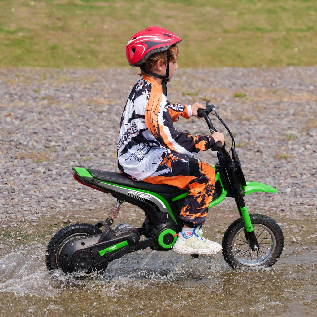 Moto Elettrica per Bambini con Acceleratore Manuale, 2 Velocit¨¤ 8-16km/h, Et¨¤ 8-12 Anni, Verde