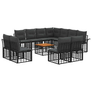 Set di divani da esterno 12 pcs Nero e Grigio scuro Poliestere