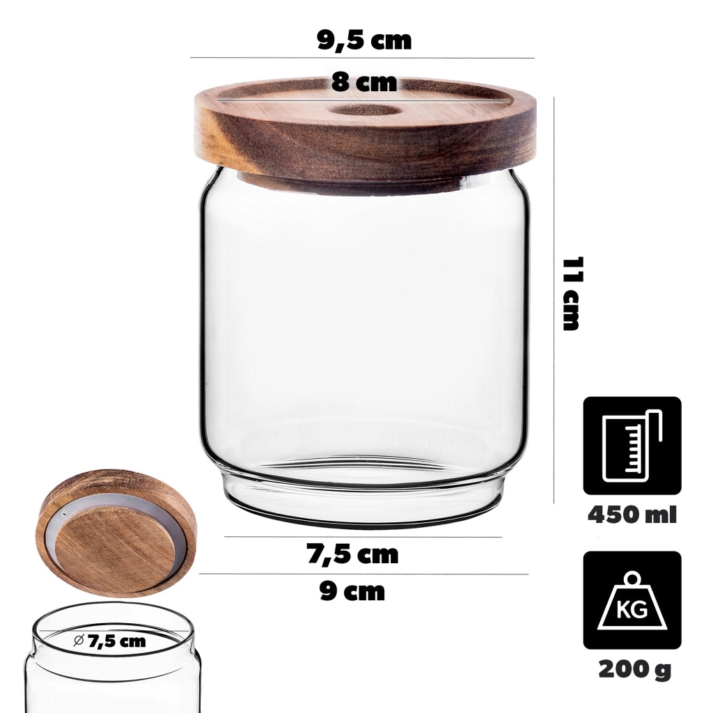 Contenitore per alimenti in vetro KADAX per spezie ed erbe aromatiche con coperchio, barattolo da 450 ml