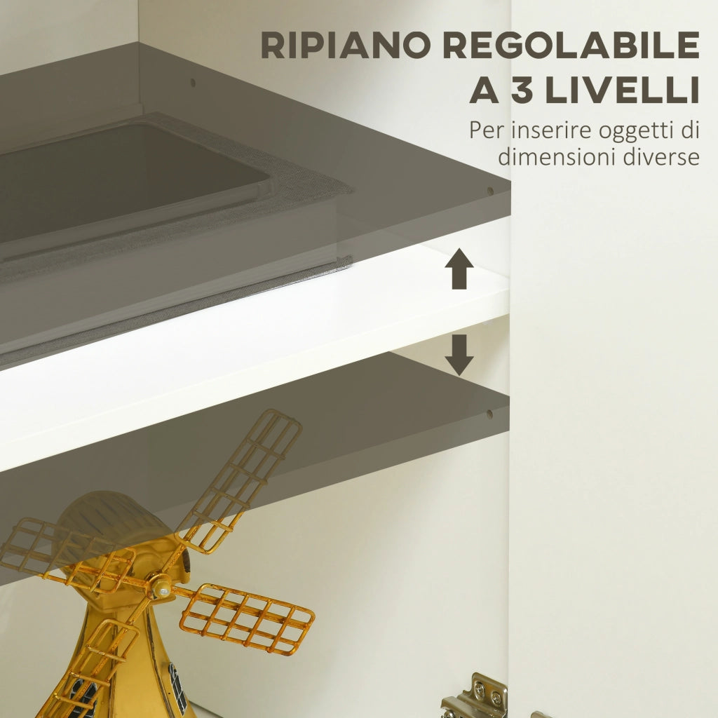 Cassettiera 2 Livelli con Ripiano Regolabile ¨C zephmum ¨C Bianco e Color Legno 120x37x75cm