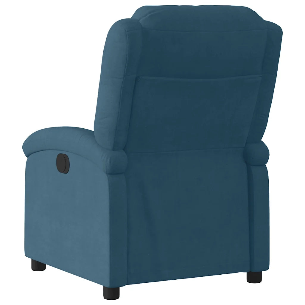 Divano Sedia-Poltrona Reclinabile Blu in Velluto 284088