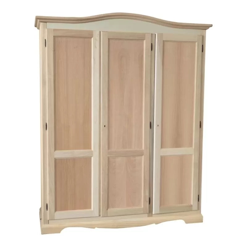 Armadio 3 ante cappello sagomato in legno grezzo 158x56x197 - Mobili 2G