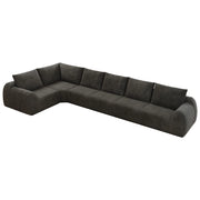 Divano angolare in chenille con imbottitura in schiuma elastica - grigio scuro