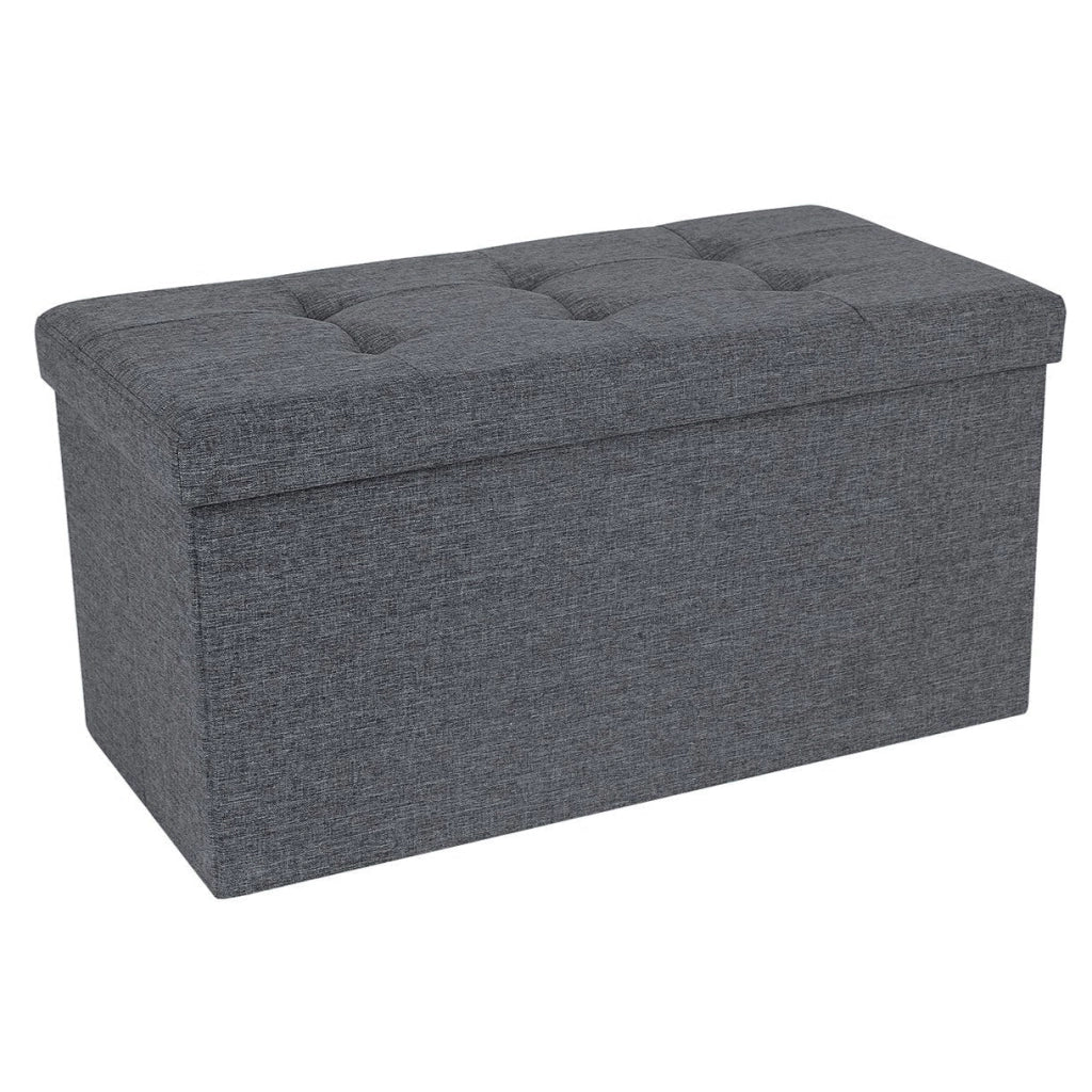 Pouf portaoggetti pieghevole 76 x 38 x 38 cm max. carico di 300 kg di tessuto grigio scuro 12_0003114