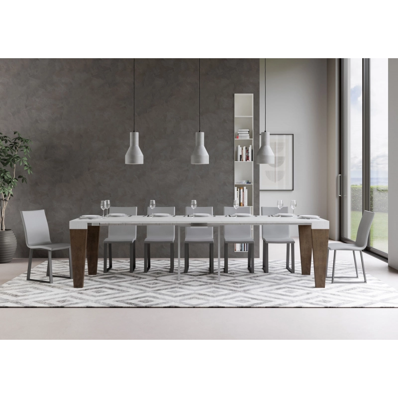 Consolle allungabile 90x40/300 cm Spimbo Mix piano Bianco Frassino - Bianco Frassino/Noce