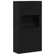 Credenza | Madia | Buffet da pranzo | Armadio da pranzo Rovere Nero 80 x 33 x 150 cm Legno multistrato