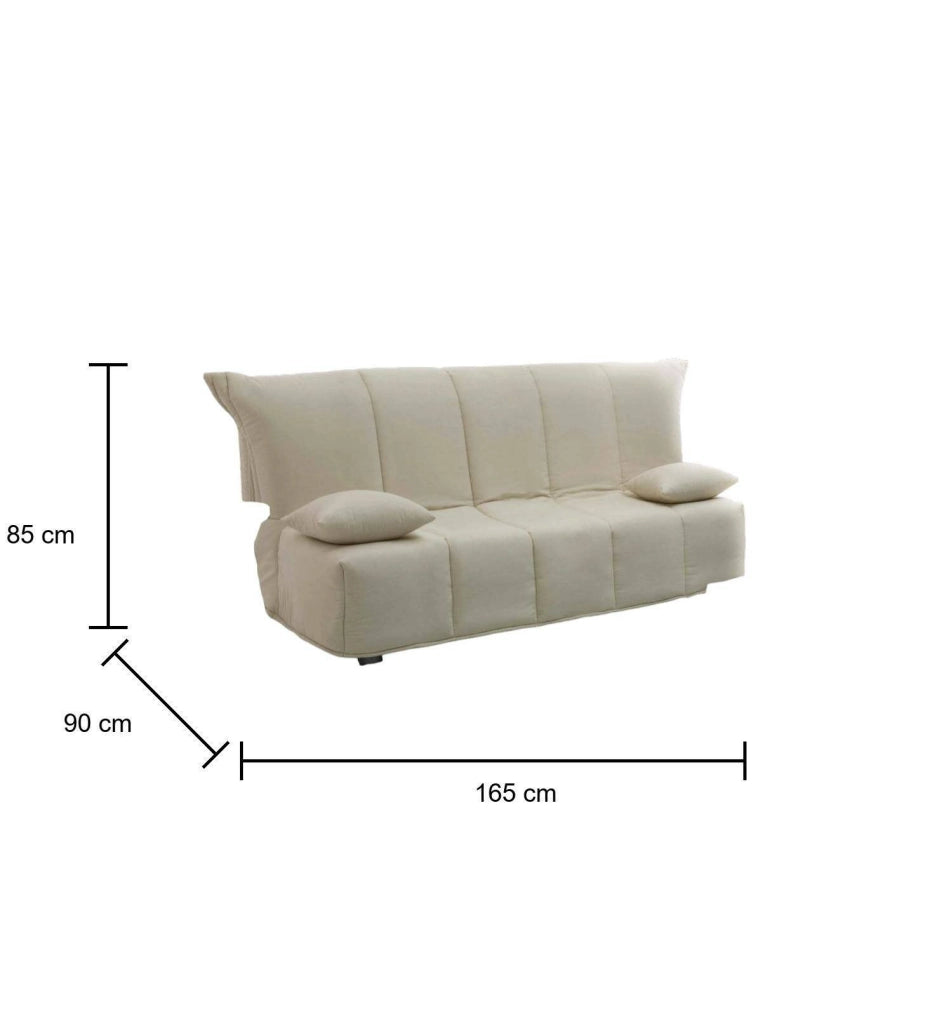 Divano Letto Antal, Divano a 3 posti, Made in Italy, SofÒ  Soggiorno con apertura a carrello con apertura a carrello, in tessuto imbottito, con cuscini inclusi, cm 165x90h85, colore Beige