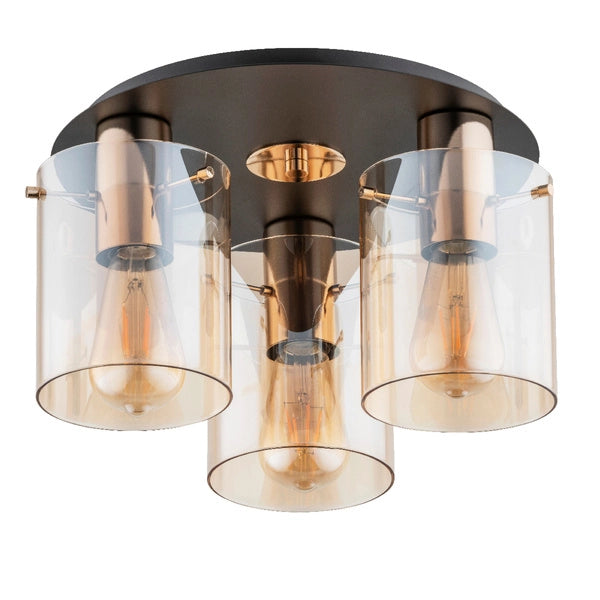 Plafoniera glamour ATMAN tripla oro/nero metallo 3xE27 Alfa