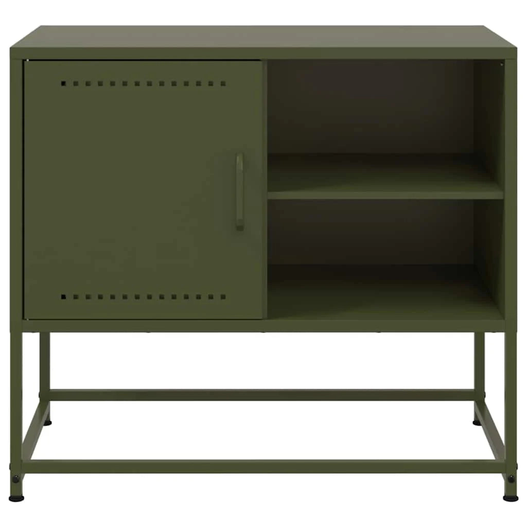 Mobile TV multimediale mensola TV credenza TV sala da pranzo soggiorno camera da letto verde oliva 68 x 39 x 60,5 cm acciaio verde 02_0028271